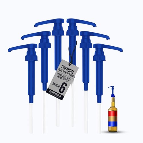 Image of Syrup Pump, Compatible with 750ml Torani, Davinci & Skinny, 6-Pack, Blue