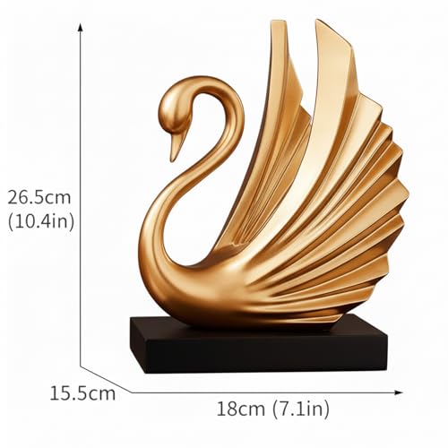 Estatua de cisne dorada moderna en resina miniatura 3