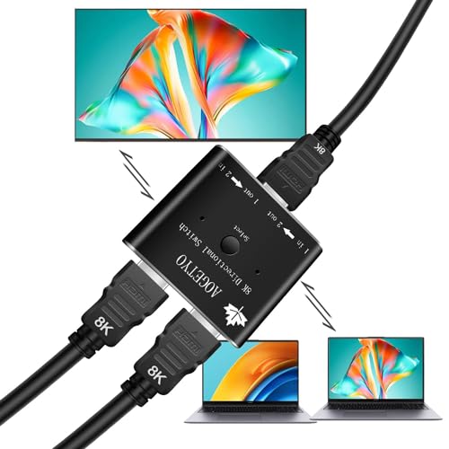 8K HDMI Splitter,2 in 1 Out/ 1 in 2 Out HDMI Switch,Gold-Plated 4K@120Hz,8K@60Hz, 48Gbps Aluminum Ultra HD HDMI 2.1 Switch,Bi-Directional Switcher Support PS3/4/5, Xbox Blu-Ray Player Fire Stick Roku