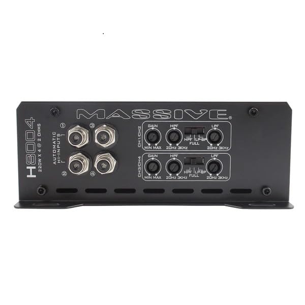 Image of Massive Audio H8004 | 125 Watts RMS x 4 @ 4 Ohm 4 Channel Hippo Series High Performance Amplifier