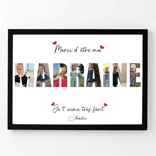 Générique Affiche marraine personnalisée avec photos - tableau marraine - Cadeau marraine - Poster personnalisé - Affiche personnalisée