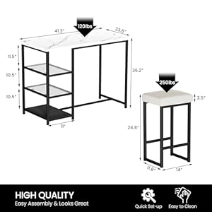 Awqmdiningtablesetfor2kitchenislandwithseatingbartablesetwithstoragefauxmarblekitchentableandchairssetwith2stoolsforsmallspacediningroomkitchenblackwhite Urban Country Home Decor Awqm dining table set for 2 kitchen island with seating bar table set with storage faux marble kitchen table and chairs set with 2 stools for small space dining room kitchen blackwhite urban country home decor