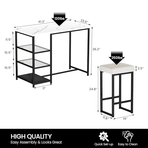 Awqmdiningtablesetfor2kitchenislandwithseatingbartablesetwithstoragefauxmarblekitchentableandchairssetwith2stoolsforsmallspacediningroomkitchenblackwhite Urban Country Home Decor Awqm dining table set for 2 kitchen island with seating bar table set with storage faux marble kitchen table and chairs set with 2 stools for small space dining room kitchen blackwhite urban country home decor