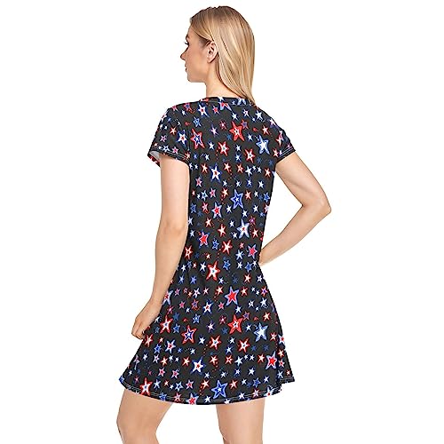Jhkku Women's Nightgowns Dress Independence Day Star Sleepwear Loungewear Short Sleeves Sleepshirt Comfy Pajamas Xxl #TOP2