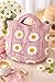 Handmade Crochet Tote Bag with Daisy Granny Squares Floral Knitted Shoulder Bag for Women | Boho Small Handbag Purse (Pink)