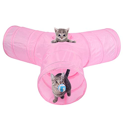 MFEI Tunnel per Giochi per Gatti, Tunnel per Animali Domestici Tunnel per Giocattoli con Tubo Pieghevole a 3 Vie per...