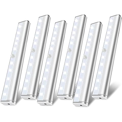 Hopedone Under Cabinet Lights, 10LED Battery Motion Sensor Light Indoor Magnetic Stick-Anywhere Closet Lights for Stair Kitchen Wardrobe Hallway(6 Pack) Cover