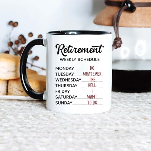 Retirement Gifts For Men, Women, Teacher, Coworker - Funny Retired Coffee Mug - Retirement Weekly Schedule Cup - Ideas Present for Friend, Colleague, Boss For Retired, Birthday, Christmas by FUNITZ - Used condition - Image 5