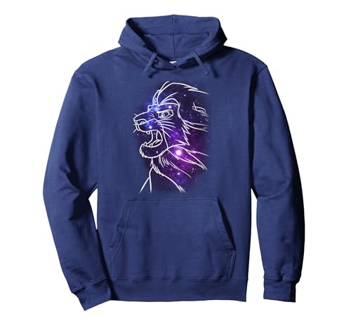 Disney Lion King Mufasa Galaxies Graphic Hoodie Pullover Hoodie, Adult Unisex, Navy Blue, X-Large