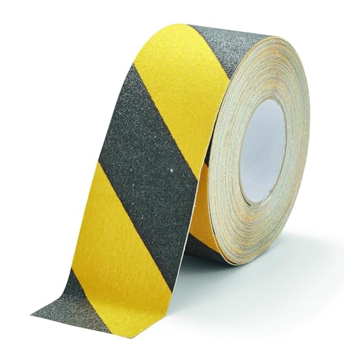 Image of Durable DURALINE GRIP Non-Slip Floor Tape - Self-Adhesive- 75mm Thickness and 15 Metre Length - Ideal for Stairs, Ramps, etc. - Yellow & Black