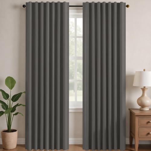 Deconovo Blackout Curtains for Bedroom, Living Room 63 Inch Long 2 Panels