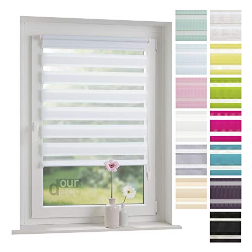 ourdeco® Doppel-Rollo, Duo-Rollo / 80 x 160 cm weiß/lichtdurchlässig, Blickdicht