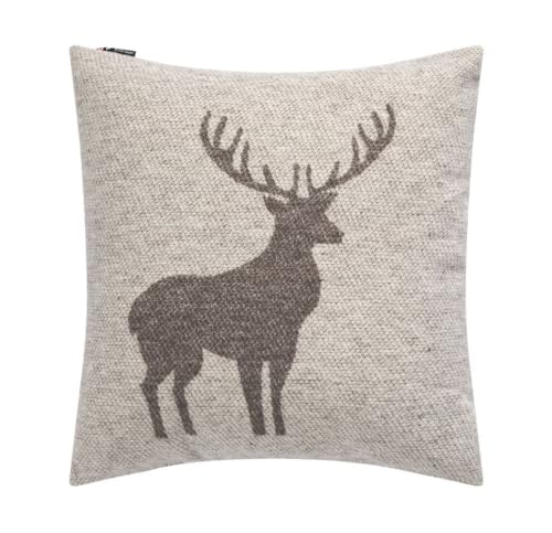 David Fussenegger Kissenhülle Hirsch Struktur 50x50cm Kissenbezug Alpin aus Recycling-Baumwolle nachhaltig produziert ÖkoTex100 GRS Made in Austria Farbe Braun