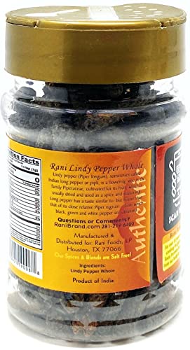 Rani Lindy Pepper Whole (Long Pepper, Piper Longum, Pipli) 3.88Oz (110G) Pet Jar ~ All Natural | Gluten Friendly | Non-Gmo | Vegan | Indian Origin #TOP4