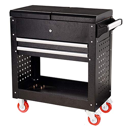 JKSVTF Carrito de herramientas de 3 niveles profesional tipo cajón organizador multifunción de 100 kg 700 x 370 x 840 mm (negro)