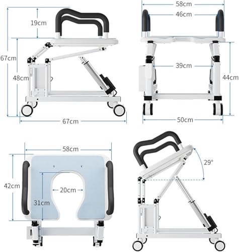 Base elevadora para inodoro eléctrica para personas mayores, con elevación automática, reposabrazos antideslizantes dobles y ruedas universales de 360°, soporte hasta 220 lb, altura y ancho ajustables, compatible con cualquier inodoro miniatura 2