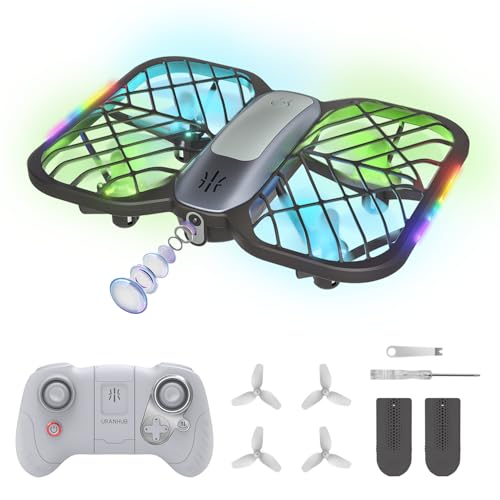 UranHub Drones for Kids 8-12, RC Drone with 720P HD FPV Camera,5 Lighting Modes/2 Batteries/3D Flip/3-Speed/Propeller Protection Cover, Cool Toys Gift for Kids and Beginners(Dark Brown)
