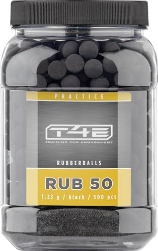 T4E Paintball Kugeln RUB 50, Munition Kaliber .50 1,23g 500 Stück, Rubberballs, schwarz