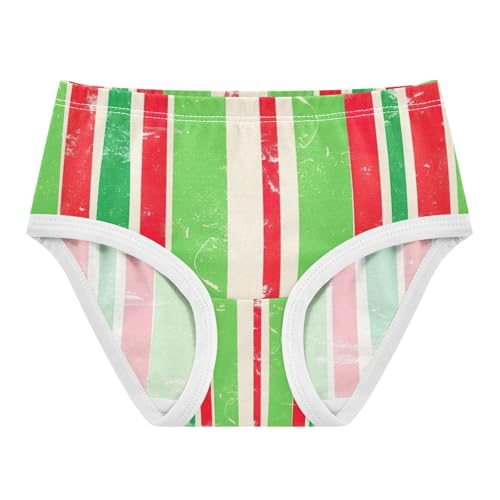 Vertical Stripes Green Toddler Girl Underwear, Girls Cotton Underwear, 2T–8 Years