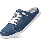 STQ Mules for Women Slip On Sneakers Backless Canvas Shoes Comfort Casual Tennis Shoes, Denim Blue Size 7.5