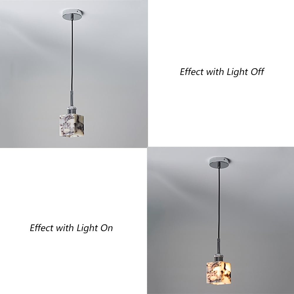 Geometryczna lampa wisząca, oryginalny marmurowy odcień i srebrny design, styl Wabi-Sabi, nowoczesna mini lampa wisząca, retro dekoracyjna oprawa na wyspę kuchenną, salon lub stół