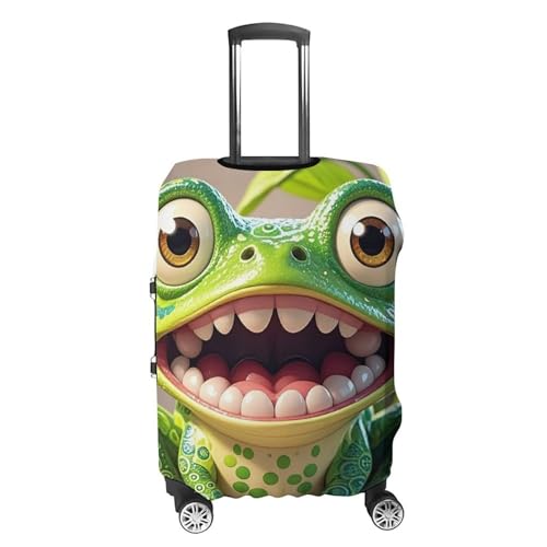 Frog with Mouth Open Cartoon Printed Luggage Cover Protector, Fits 18-32 Inch Luggage4