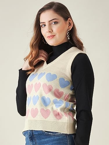 Image of Modeve Printed V Neck Sleeveless Sweater for Women||Winterwear||