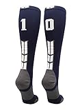 Navy/White Player Id Over the Calf Number Socks (#10, Medium)