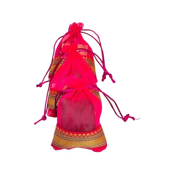 KRIWIN Pack of Thirty Small Size Silk Organza Potli Gift Bags Coin Bags(15 X 10 cm) Drawstring Closure (Magenta) - Image 8