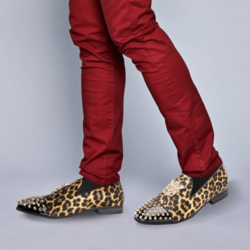 Image of Meijiana Mens Velvet Loafers Dress Shoes with Metal Embellishments Party Luxury Loafer Shoes