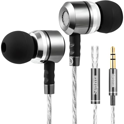Sephia SP3060 Wired Headphones, HD Bass Driven Audio, Lightweight Aluminum Wired in Ear Earbud Headphones, S/M/L Ear Bud Tips, Earphone Case, 3.5mm Tangle-Free Cord, No Mic by Sephia - Used condition - US$13.83