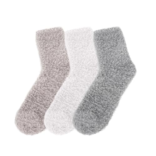 hoyuwak 3 Pairs Women's Fuzzy Winter Socks - Soft, Fluffy, Warm Socks for Home, Sleeping, Daily and Festival Use