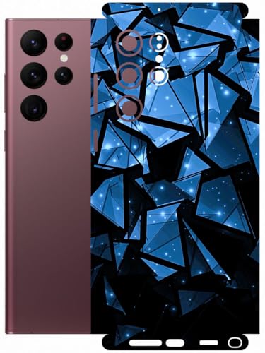 Image of AtOdds - Full Body Back Screen Guard Protector Film - Lamination Wrap Skin Sticker Compatible with Samsung Galaxy S22 Ultra | Scratchproof Matte Finish (Blue Crystals)