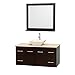 Wyndham Collection Centra 48" Single Bathroom Vanity in Espresso, Ivory Marble Countertop, Pyra Bone Porcelain Sink, and 36" Mirror