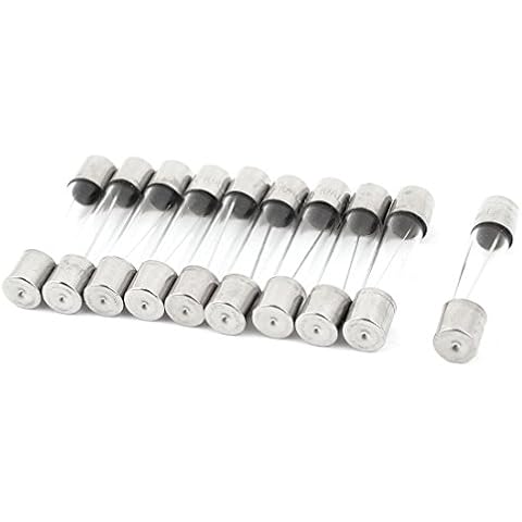 sourcingmap 10 Pcs AC 250V 10A 6mm x 30mm Quick Blow Glass Tube Fuses Replacement Cover