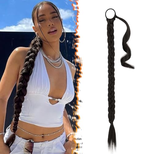 BARSDAR 30 Inch Long Braided Ponytail Extension with Hair Tie