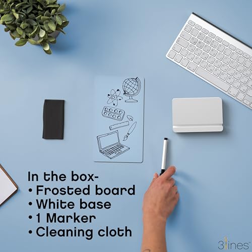 Image of 3 Lines to Do List Acrylic Board for Desk (12X8 CM)| Best Planner & Organiser | White Acrylic Base | with Marker & Cleaning Fabric | Blank Translucent Planner | Small Size