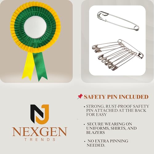 Image of NEXGEN Trends Double Line Satin Award Badge for School Sports Day, Annual Day & Prize Distribution | Premium Ribbon Badge with Safety Pin | Pack of 10