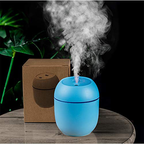 USB-Powered Mini Humidifiers for Bedroom Baby Home Office Car with LED,Air Humidifier for Facial moisturizer (Blue)