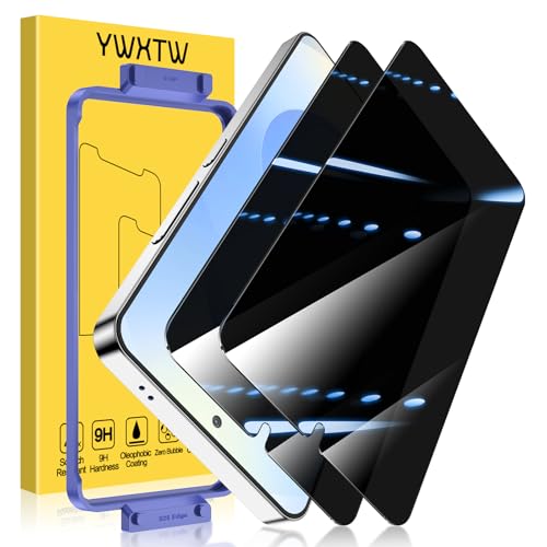 Image of YWXTW EZ Unlock for Samsung Galaxy S25 Edge Privacy Screen Protector, [0.01S Ultrasonic Fingerprint Support] [Not Glass] 23 Anti Spy Private S25 Edge Screen Protector Case Friendly, 2 Pack