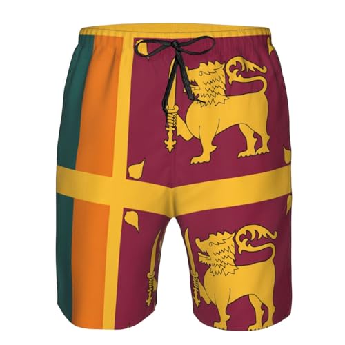 Sri Lanka Flag Print Mens Swim Trunks Quick Dry Swim Shorts Swimsuits with Pockets Beach Shorts for Men4