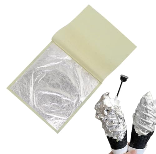 Image of Silver Leaves 99.9% Pure (Chandi Ka Vark) for Sweets, Mithai, Cakes - 15 Sheets (6x4 inch) FSSAI Certified for Indian Sweets, Bakery & Cosmetics