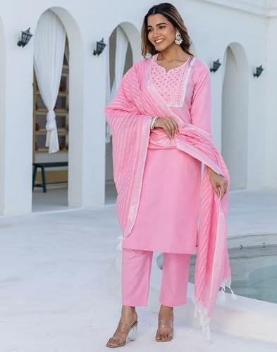 Image of SKYLEE Rayon Chikankari Embroidery Anarkali Kurta Set with Dupatta