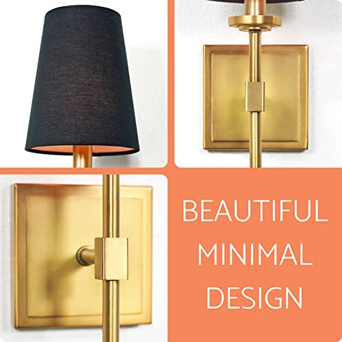 Kira Home Torche 20" Modern Wall Sconce/Wall Light + Black Linen Shade, Warm Brass Finish #TOP3