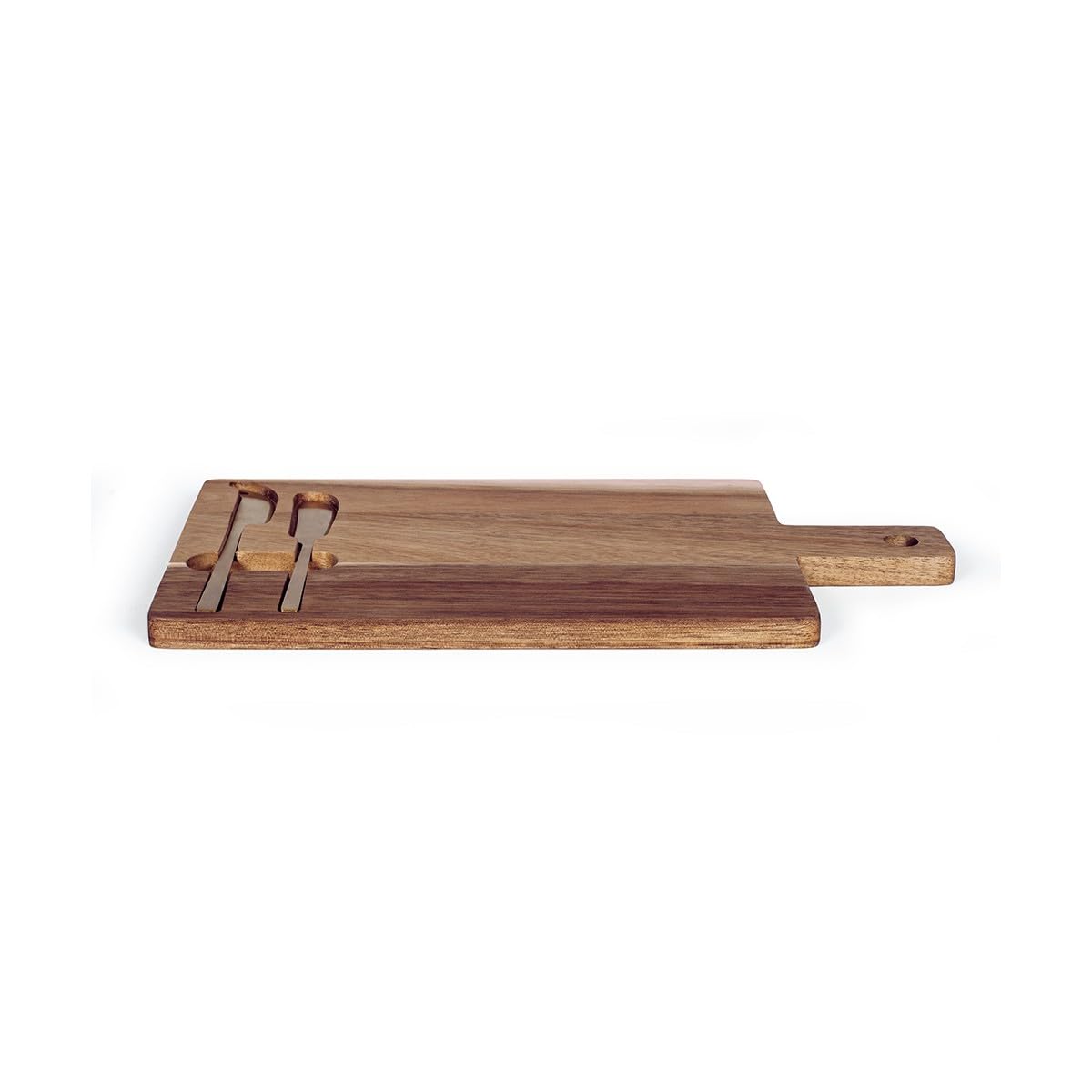 Livoo - Plateau à Fromage en Acacia et Ses Couteaux MEC138 – Bois d'acacia, 38 x 20 x 1,​5 cm, 2 Couteaux à Fromage aimantés