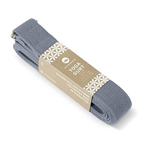 Lotuscrafts Yogagurt - 100% Baumwolle (kbA) - für bessere Dehnung - für Anfänger und Fortgeschrittene - Yoga Gurt mit Verschluss aus Metall [250 x 3,8 cm] Cover