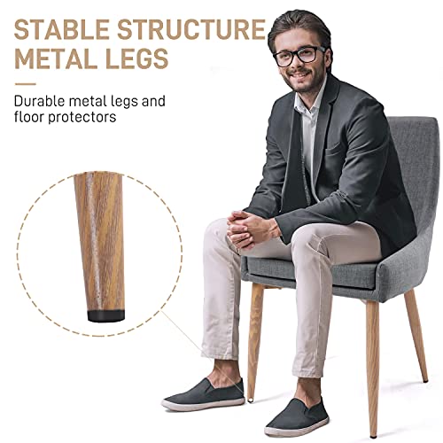 E&D Furniture Dining Chairs, Living Room Chair Set Of 4 Aceent Chair Grey Fabric Dining Comfy Chair For Kitchen Upholstered Dining Chairs Kitchen And Dining Room Metal Leg Chair #TOP4
