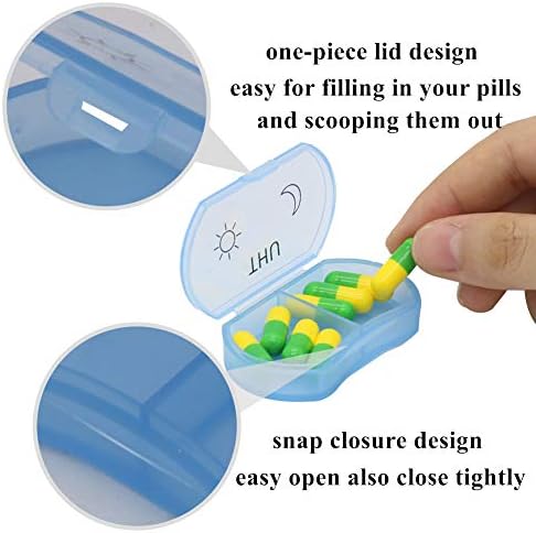 Little Daily Pill Box Case AM PM for 7 Day, Small Pocket Purse Pills Holder, Cute Drug Organiser Container 2 Times a Day