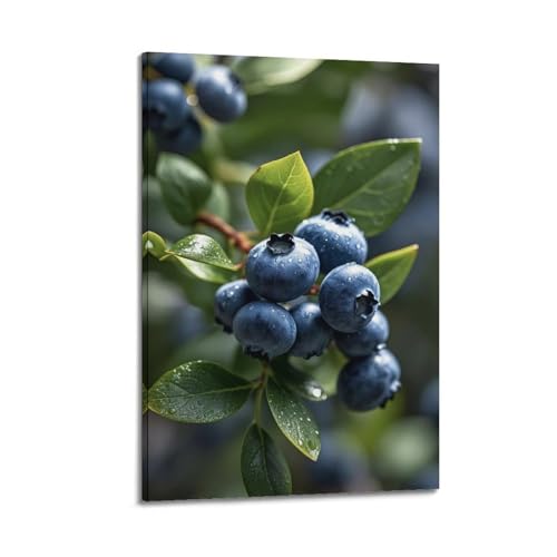 Décoration murale artistique moderne fruits et bleuets pour un salon élégant 40x60cm