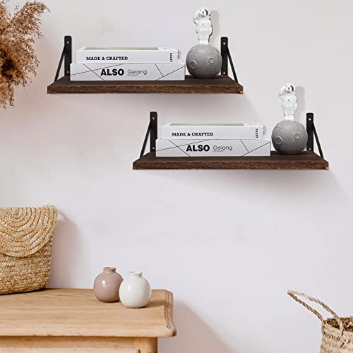 Hoteam 4 Sets Of Wide Rustic Floating Shelves Wall Mounted 16.5 X 12 X 4.7 Inches Deep Large Floating Shelves With Large Capacity For Kitchen Living Room Bathroom Bedroom #TOP1